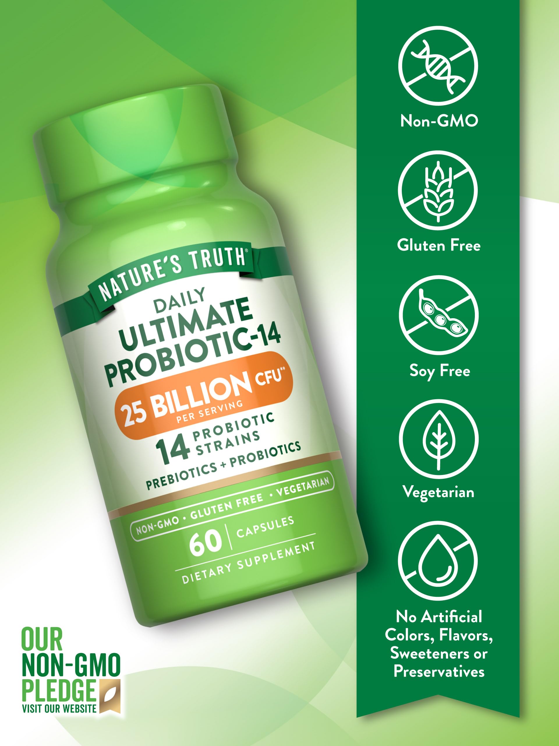 Nature's Truth with organic inulin prebiotic to support digestion.