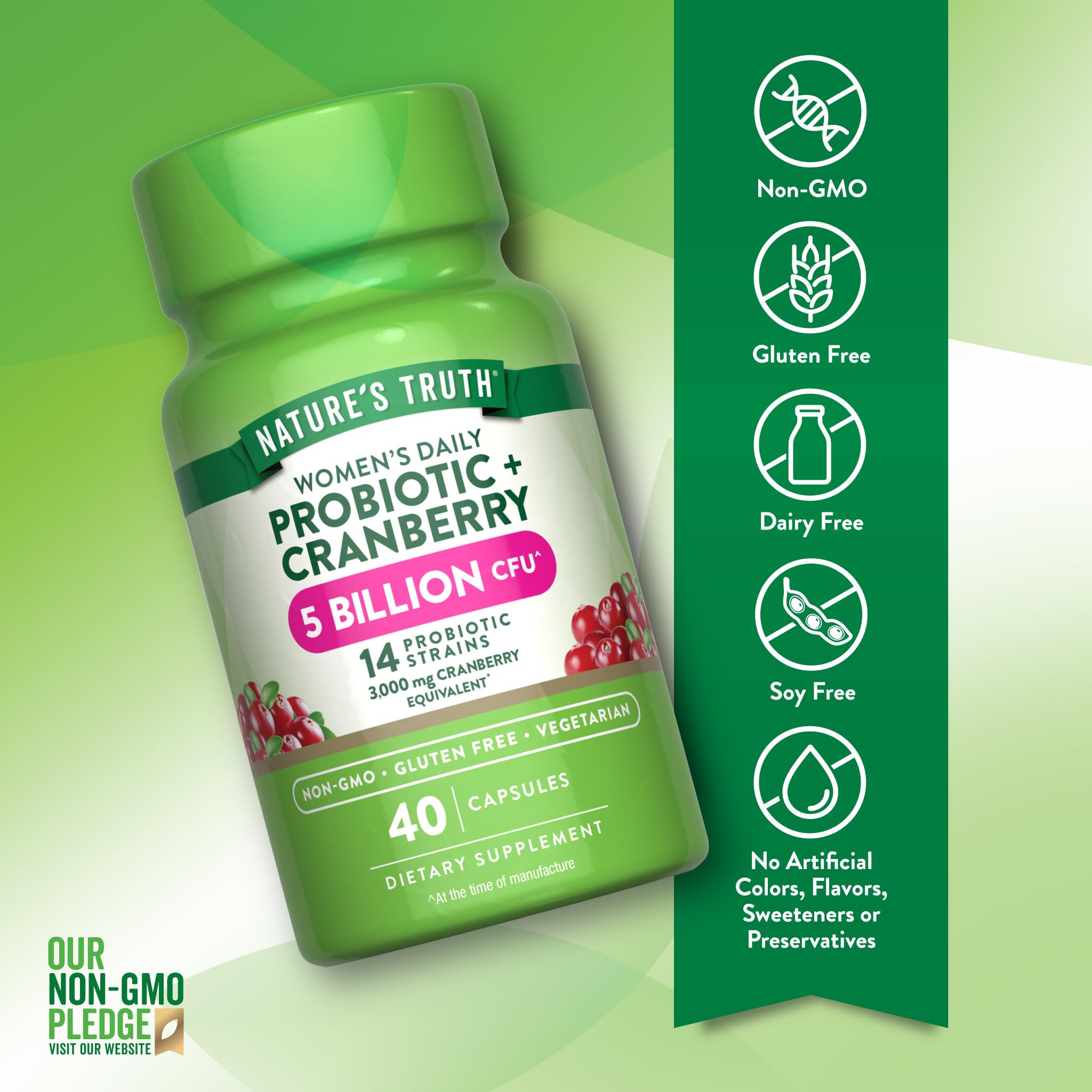 Nature's Truth Probiotics for Women capsules are vegetarian and easy to swallow.