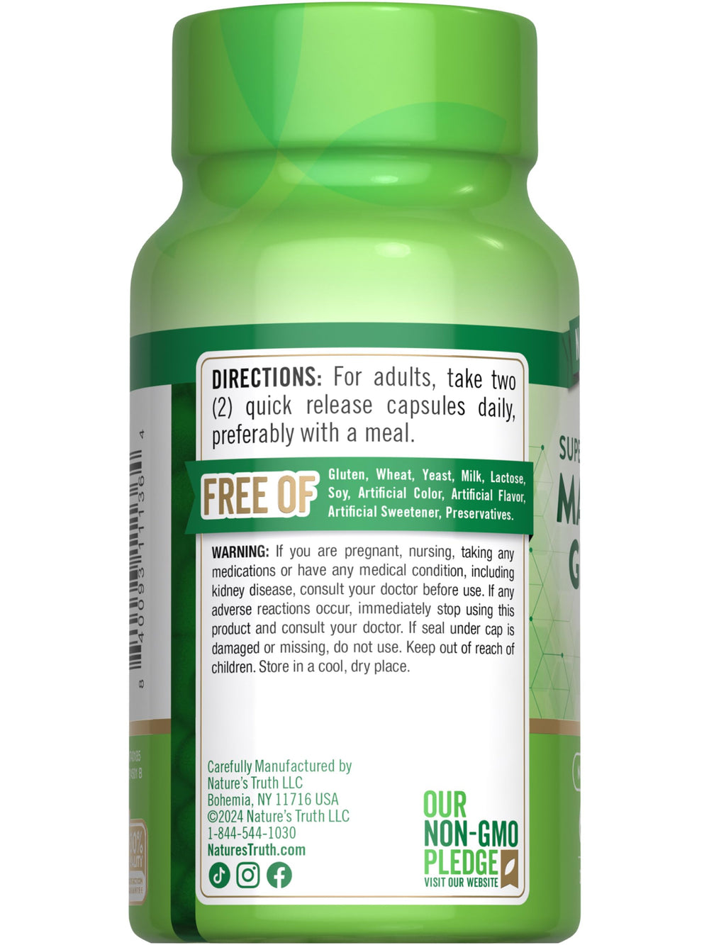 Capsules shown beside a glass of water for easy intake