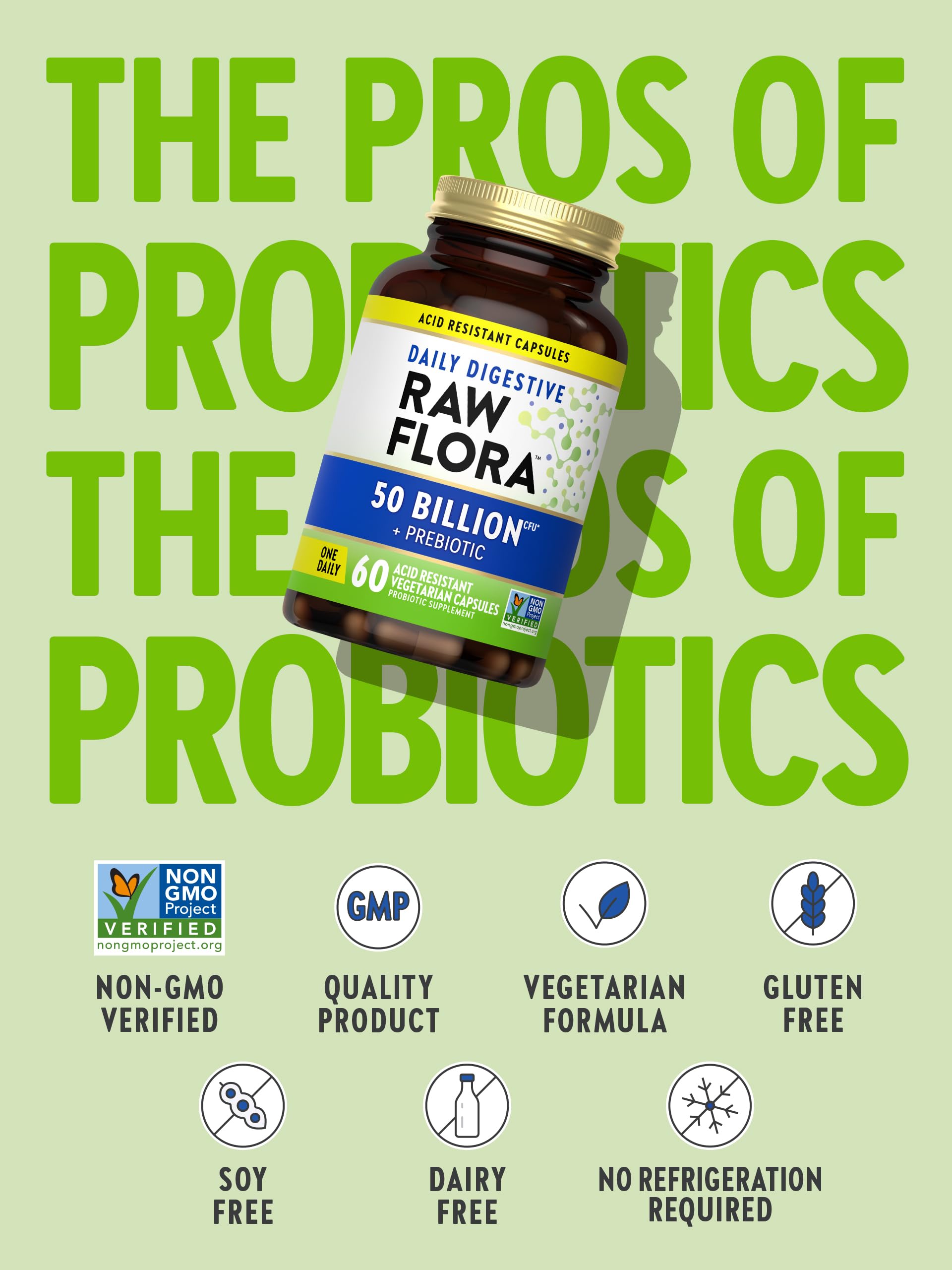 Nature's Truth Raw Flora with inulin prebiotic for gut health support