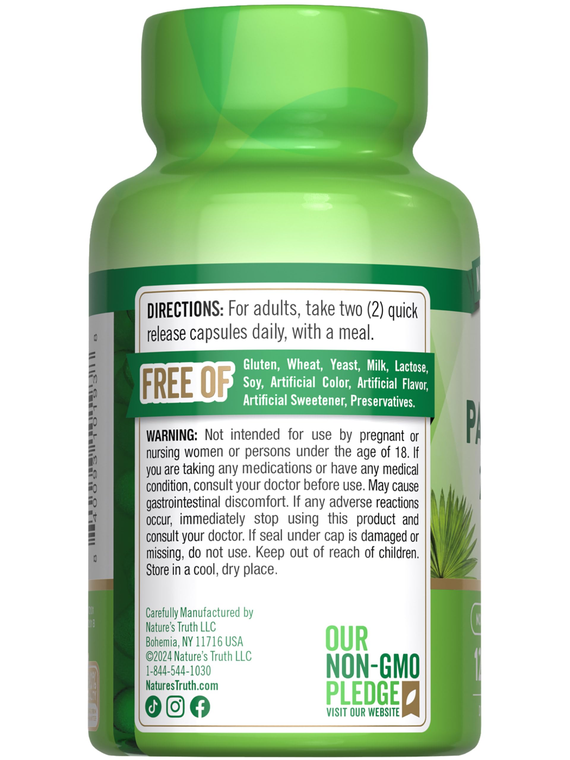 Nature's Truth Saw Palmetto Extract value-pack bottle for longer use