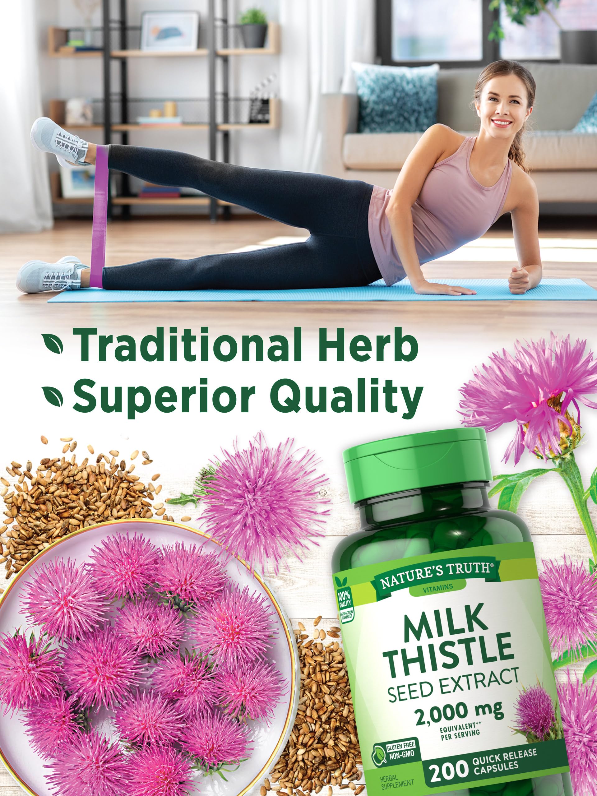 Nature's Truth seed extract marianum highlights plant source.