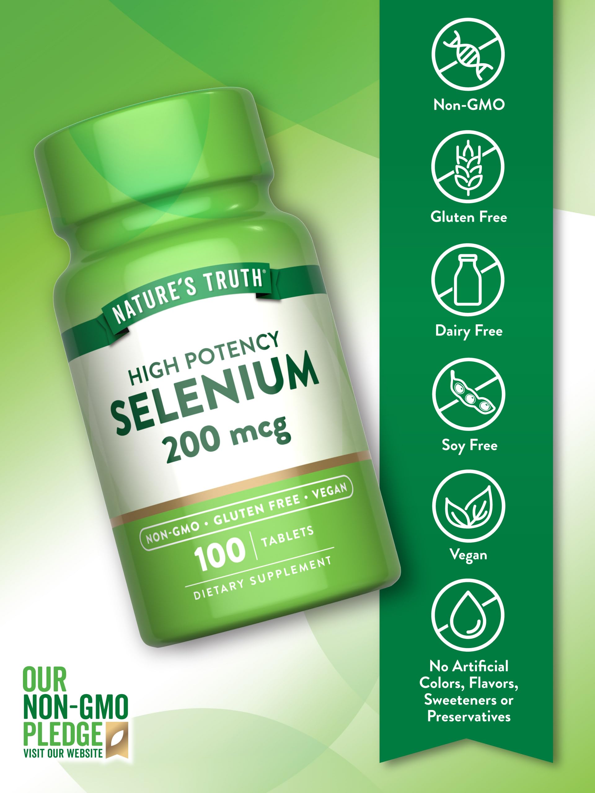 Nature's Truth selenium yeast tablet close-up showcasing premium mineral source.