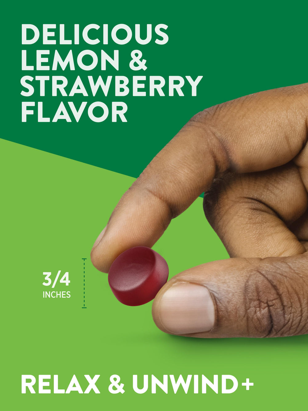 Nature's Truth Stress Relief Gummies lemon strawberry flavor jar on shelf for daily enjoyment.
