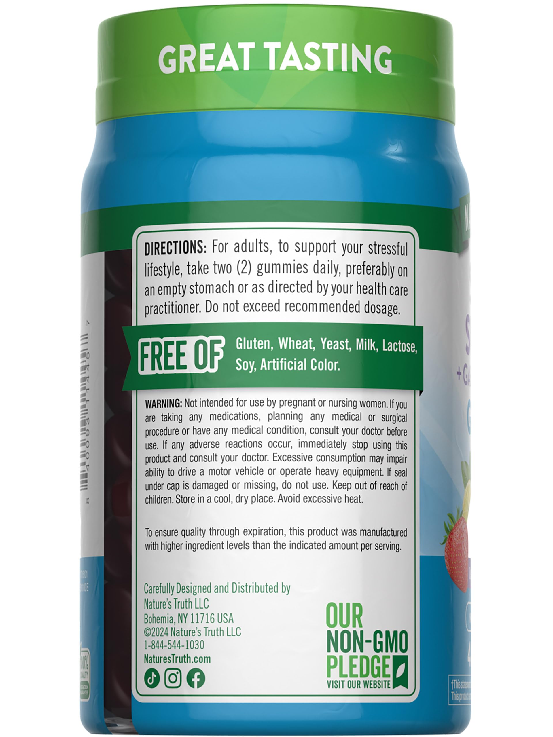 Nature's Truth Stress Relief Gummies lemon strawberry bites for on-the-go calm.
