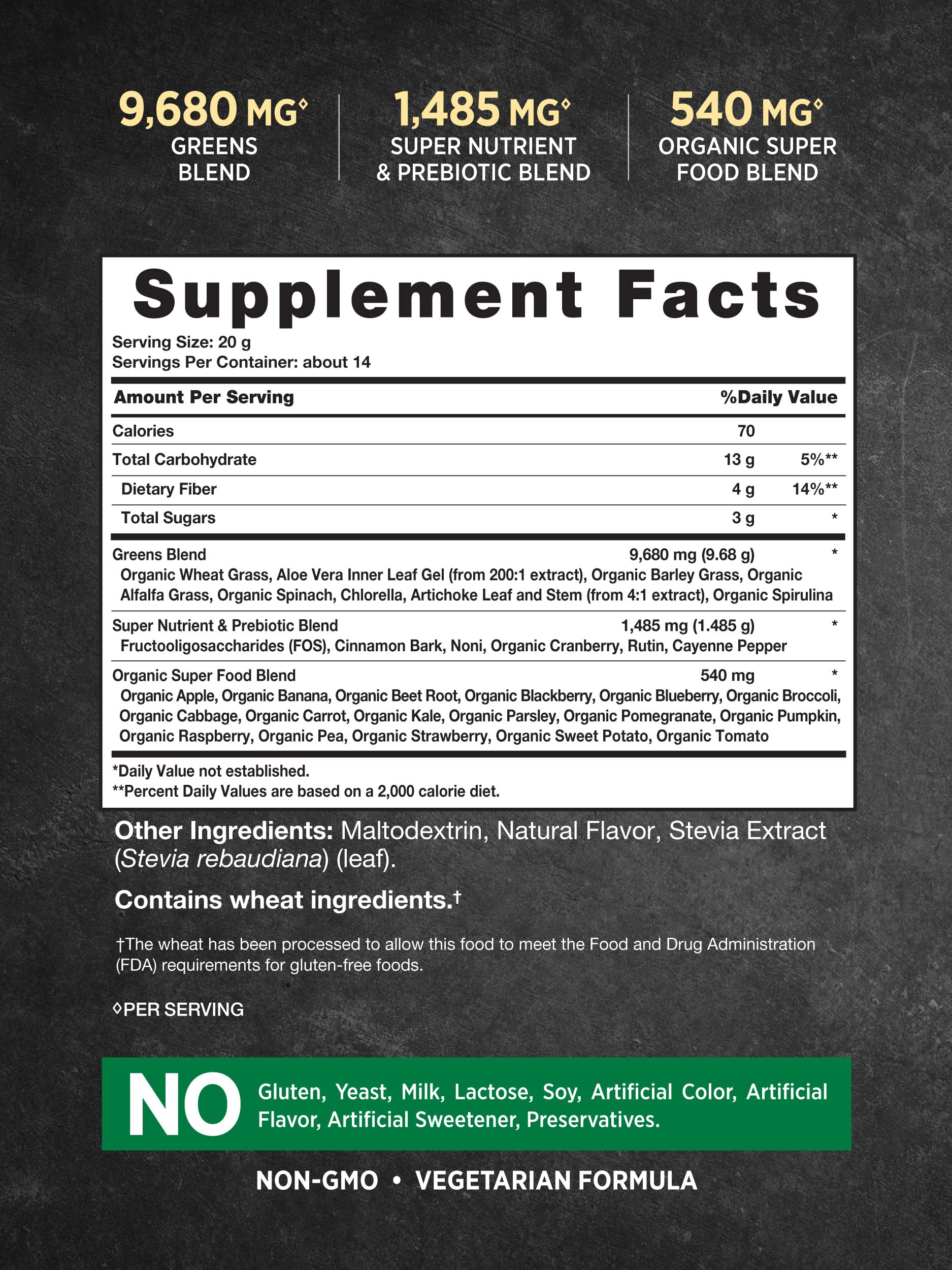 Nature's Truth Super Greens scoop image suggests easy mixing for daily greens.