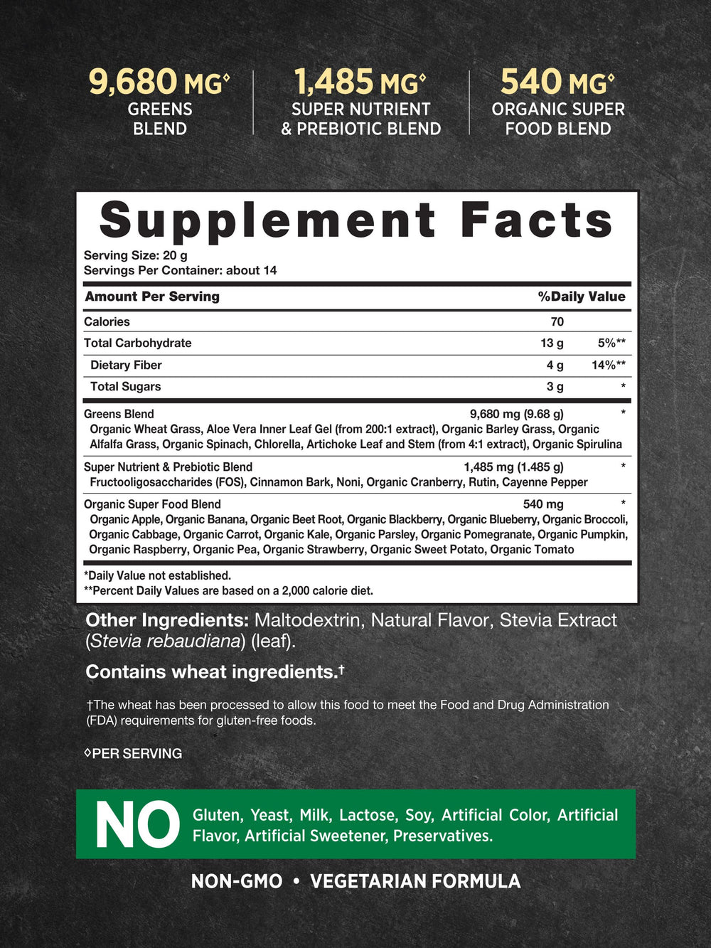Nature's Truth Super Greens scoop image suggests easy mixing for daily greens.
