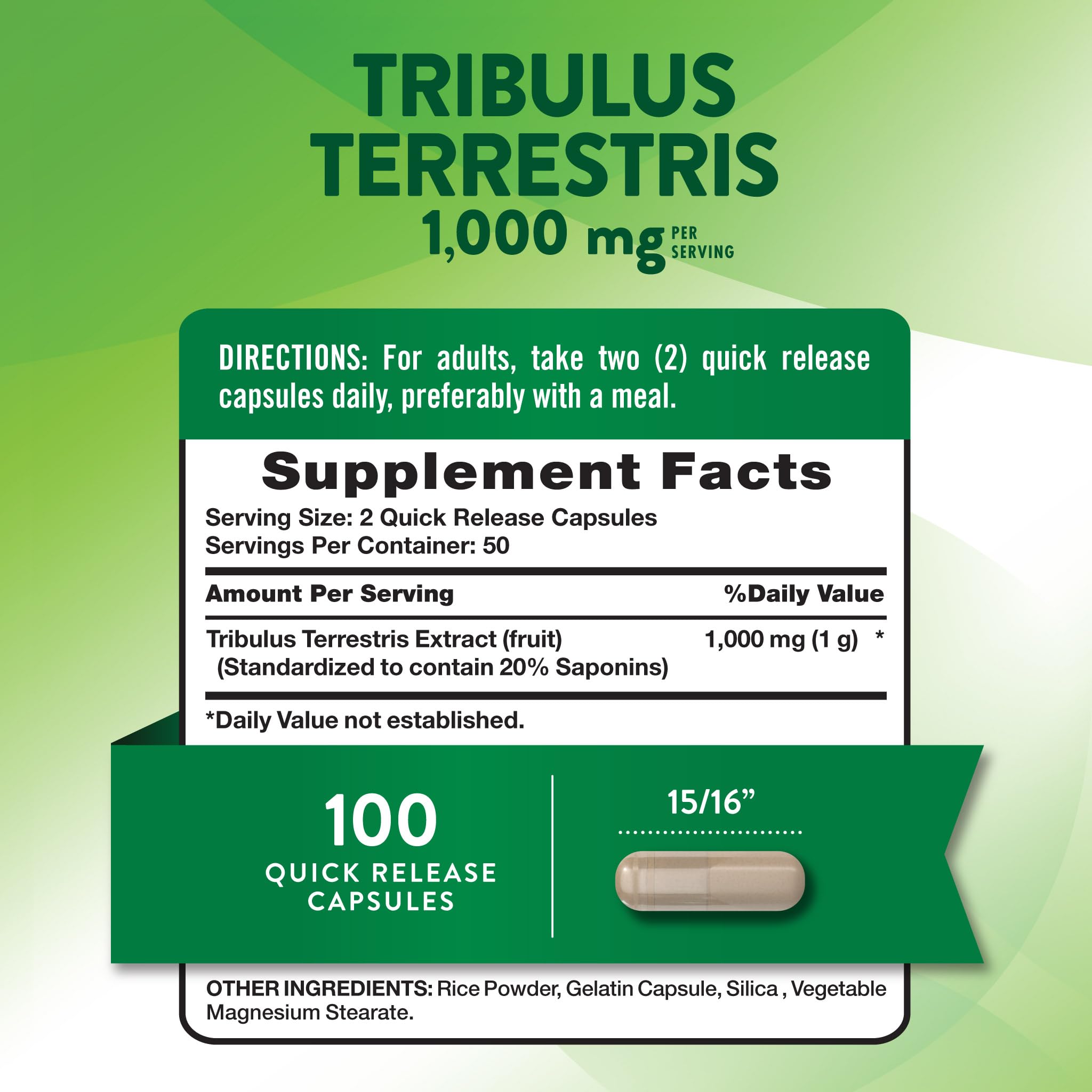 Nature's Truth Tribulus bottle front view shows premium packaging.