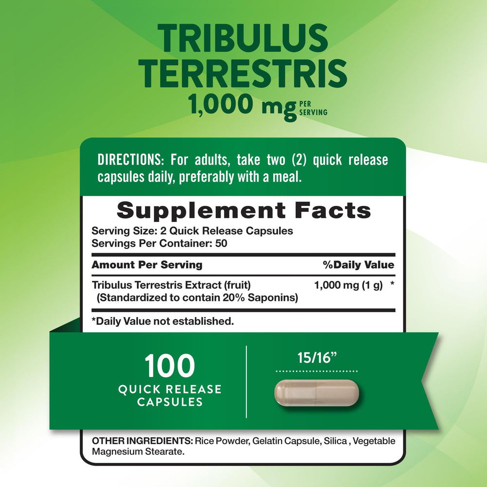 Nature's Truth Tribulus bottle front view shows premium packaging.