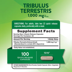 Nature's Truth Tribulus bottle front view shows premium packaging.