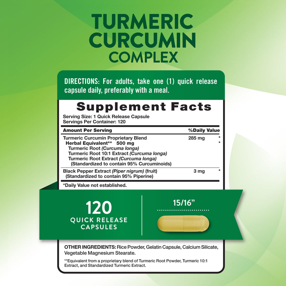 Nature's Truth Turmeric Curcumin 500mg capsules ready for daily use