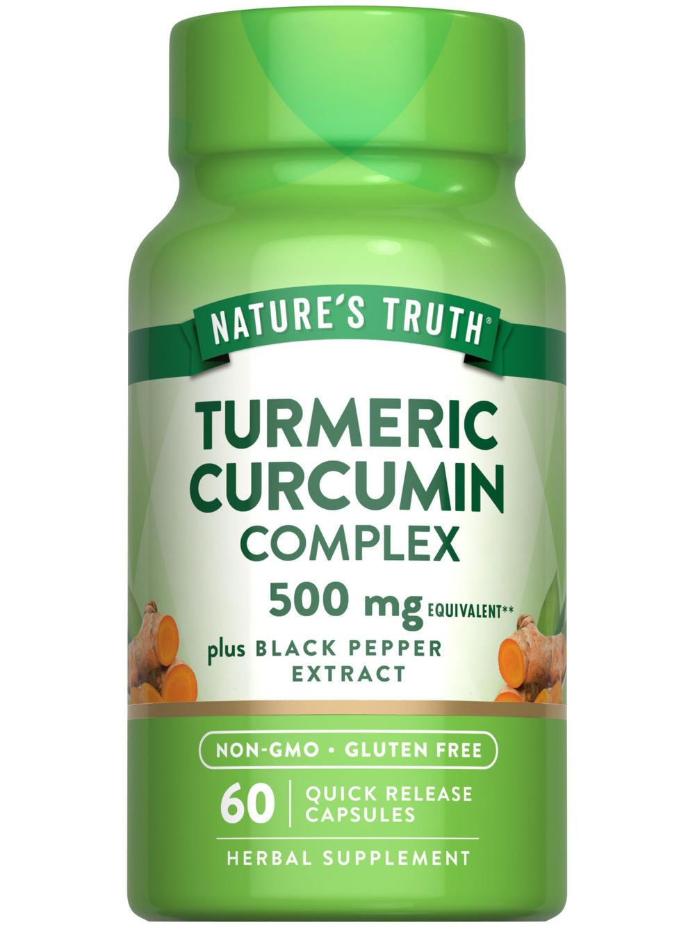 Nature's Truth turmeric curcumin bottle front label for daily wellness