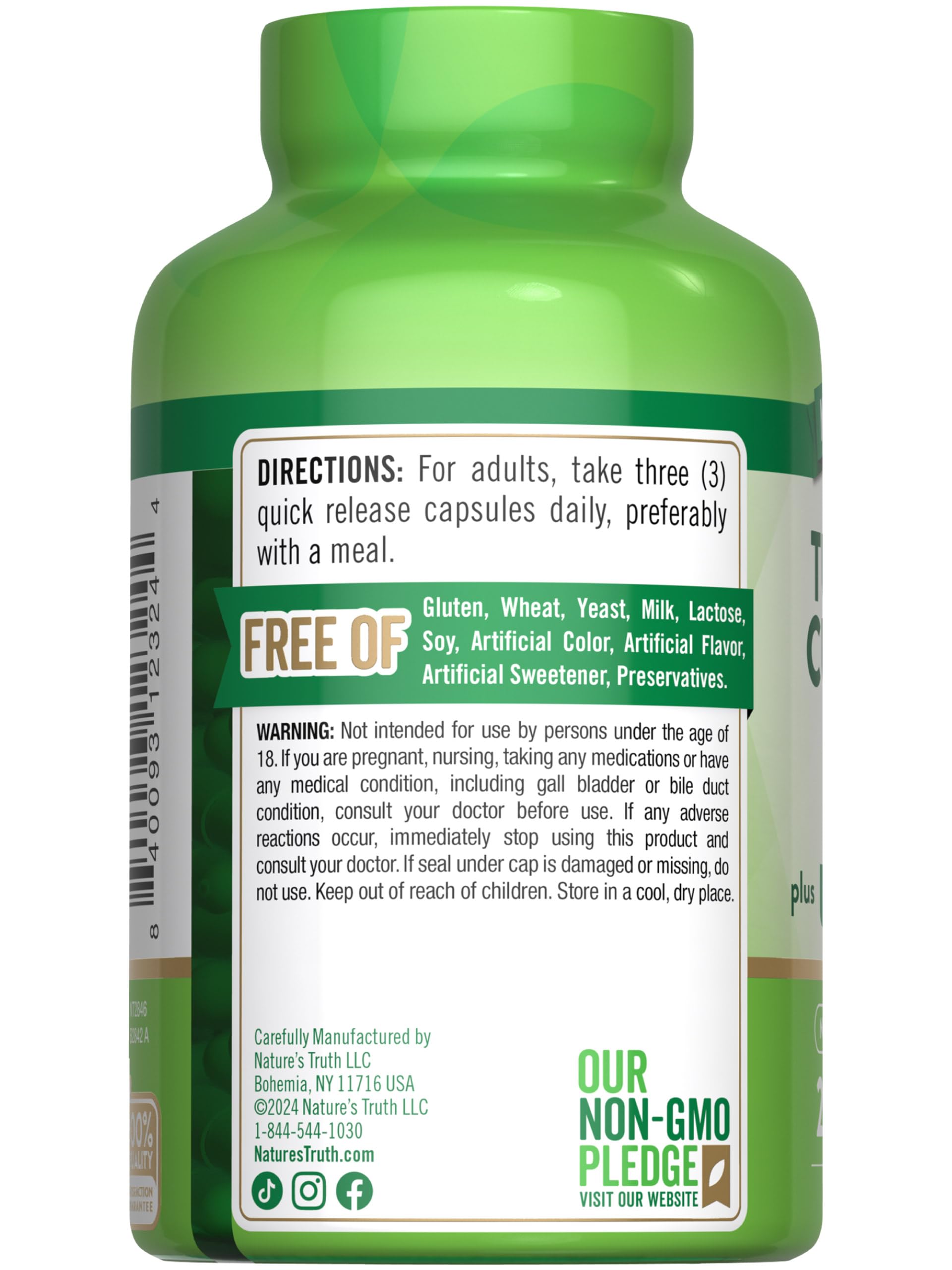 Nature's Truth Turmeric Curcumin Complex on shelf signaling quality