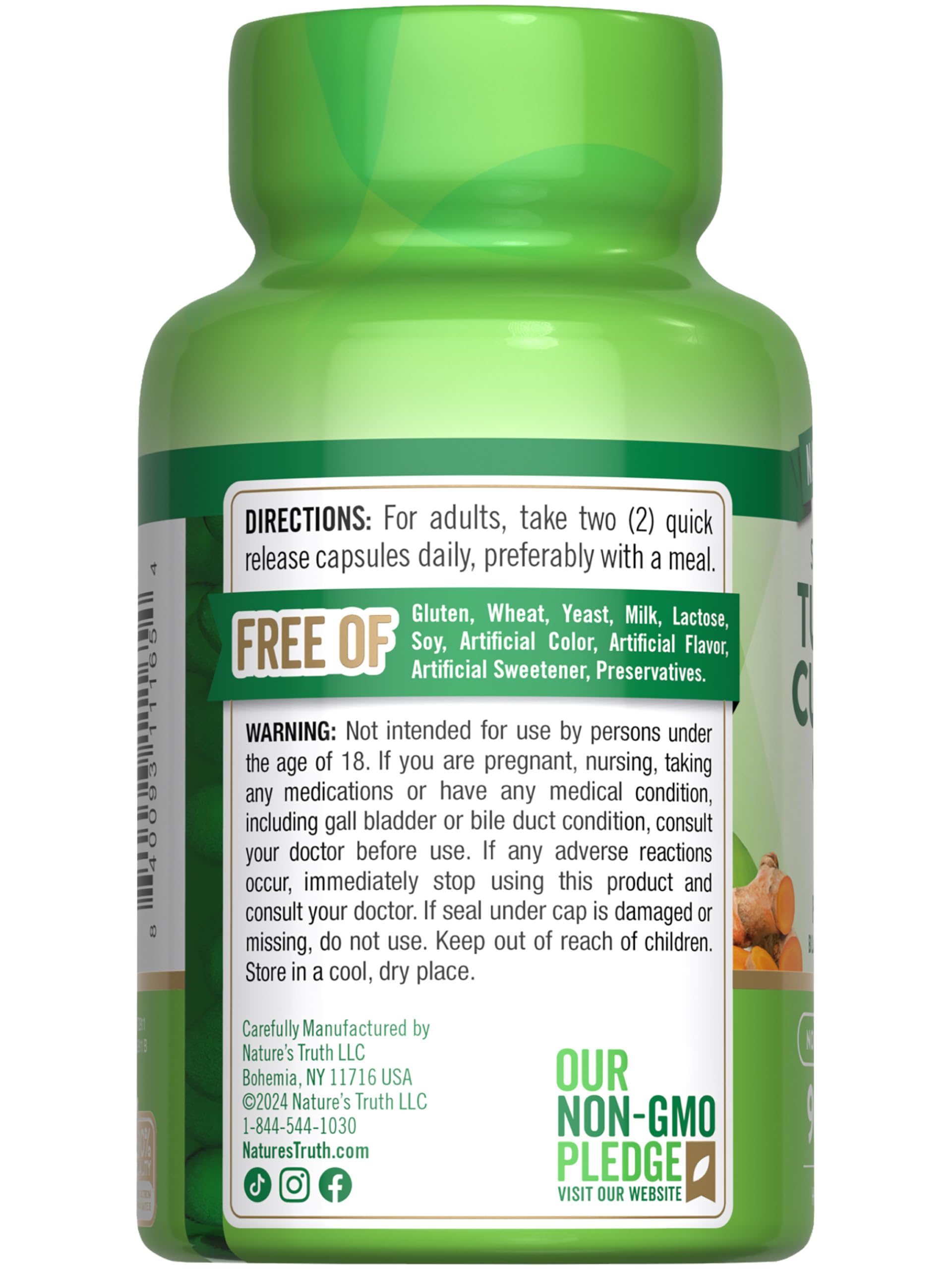 Nature's Truth Turmeric Curcumin packaging box communicates transparency and quality