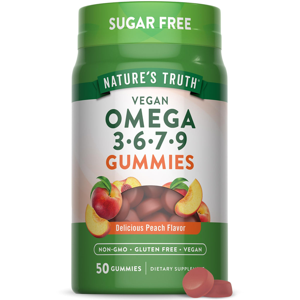 Nature's Truth vegan omega gummies peach bottle for daily wellness
