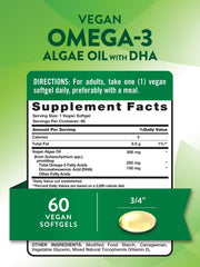 Nature's Truth vegan omega-3 softgels bottle side for easy daily routine.