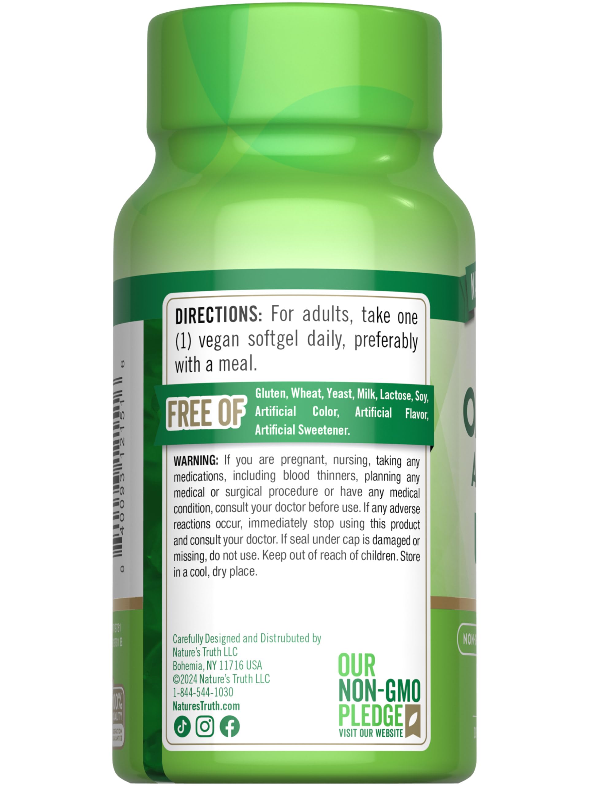 Nature's Truth vegan omega-3 softgels lifestyle image for daily wellness.