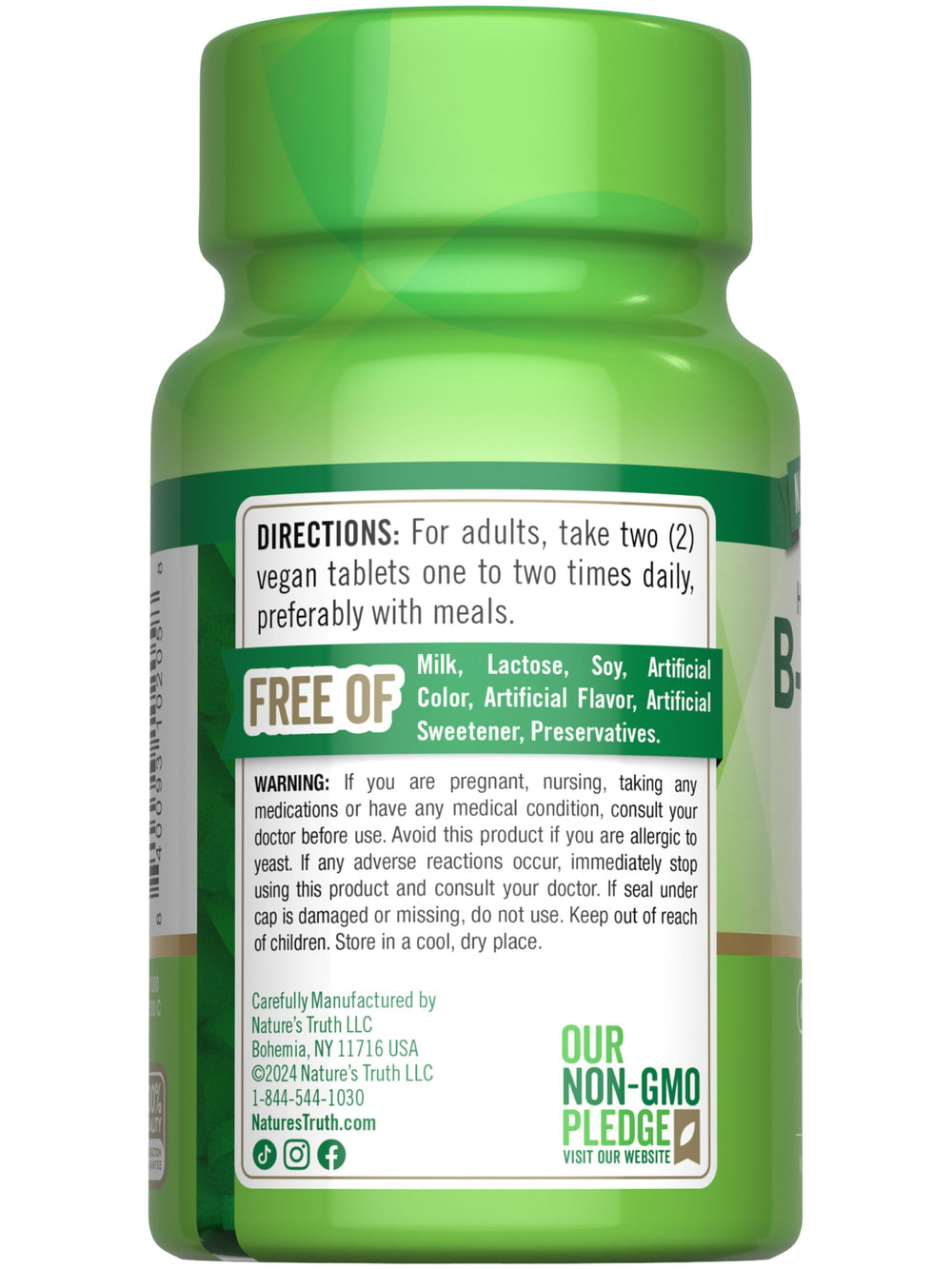 Nature's Truth bottle close-up shows allergen-free formula.