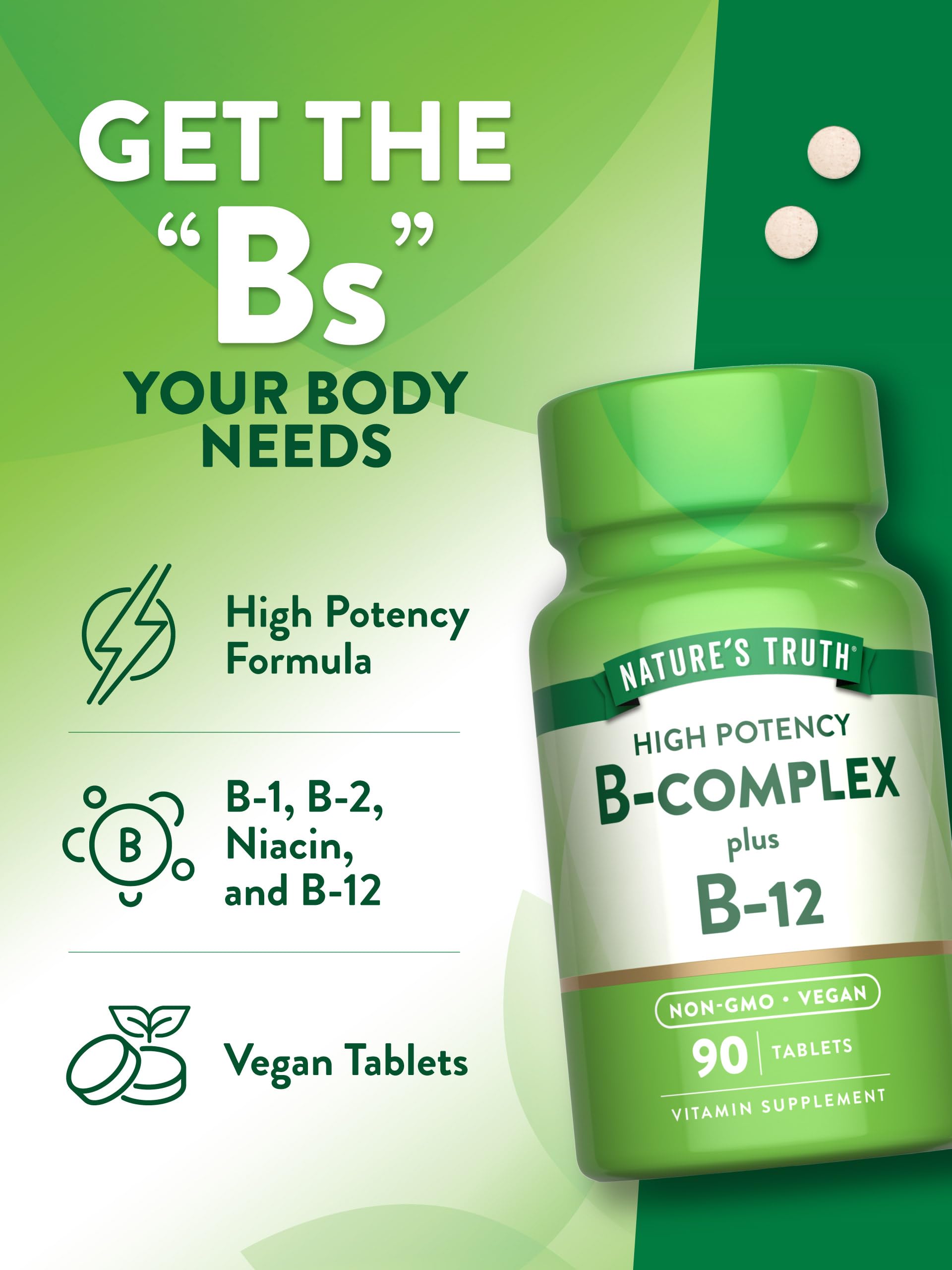 Nature's Truth packaging on shelf highlights vegan and non-GMO attributes.