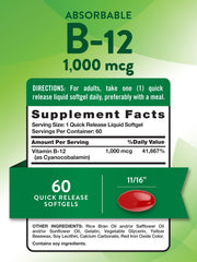 Close-up of quick-release Vitamin B12 softgel from Nature's Truth.