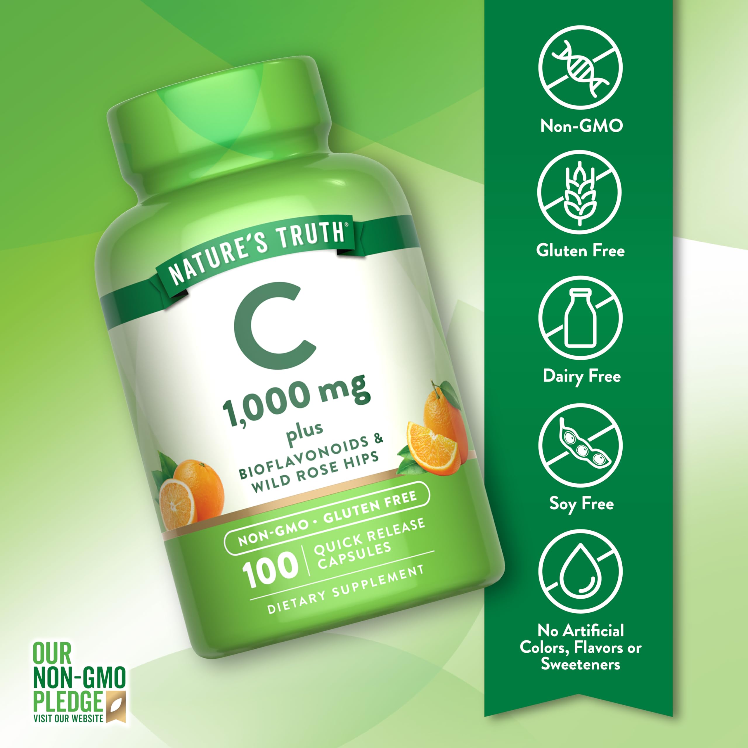 Nature's Truth Vitamin C 1000mg capsules for quick-release use