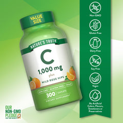 Gluten-free, non-GMO label on Nature's Truth Vitamin C 1000mg
