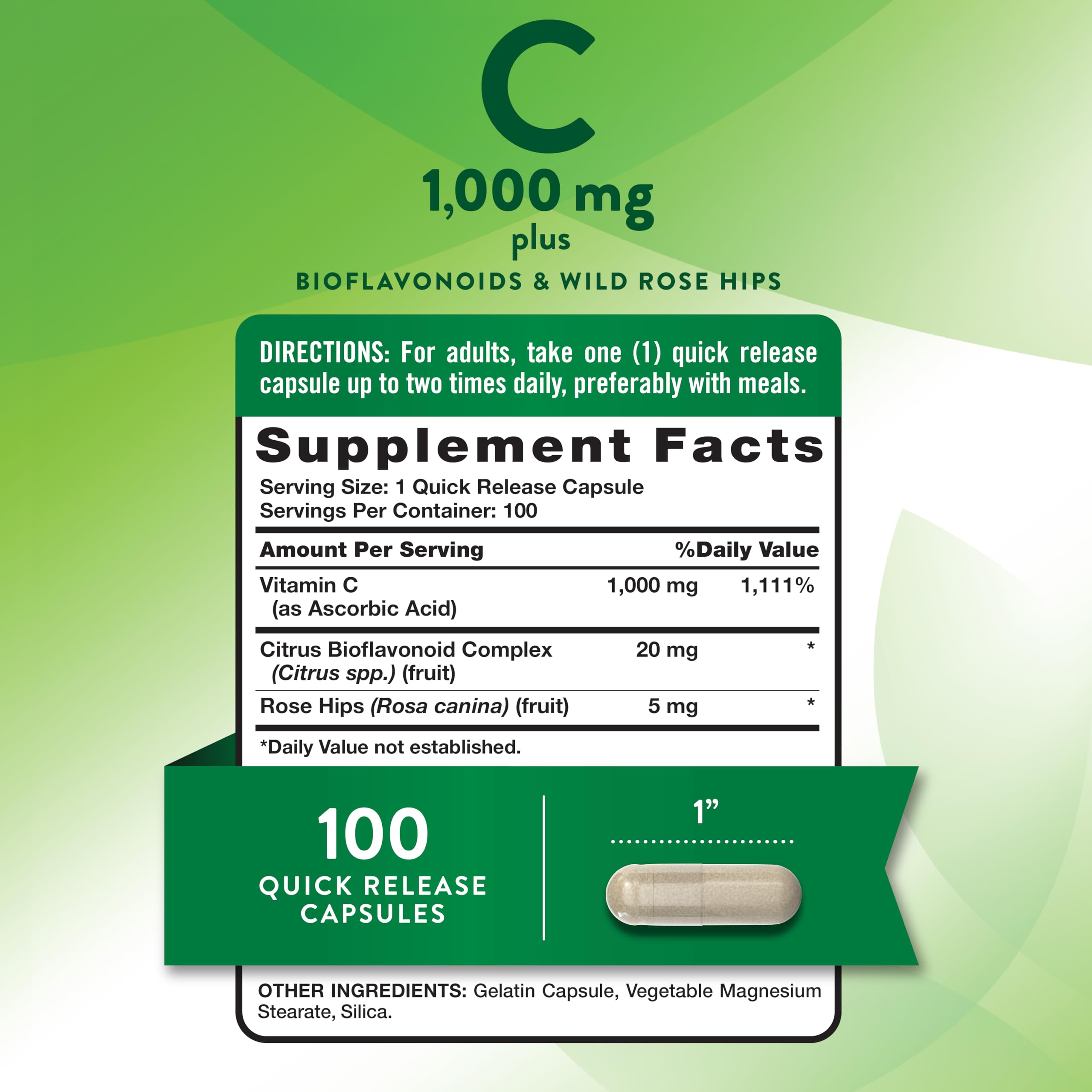 Nature's Truth Vitamin C 1000mg label highlighting ingredients
