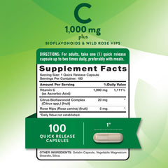 Nature's Truth Vitamin C 1000mg label highlighting ingredients