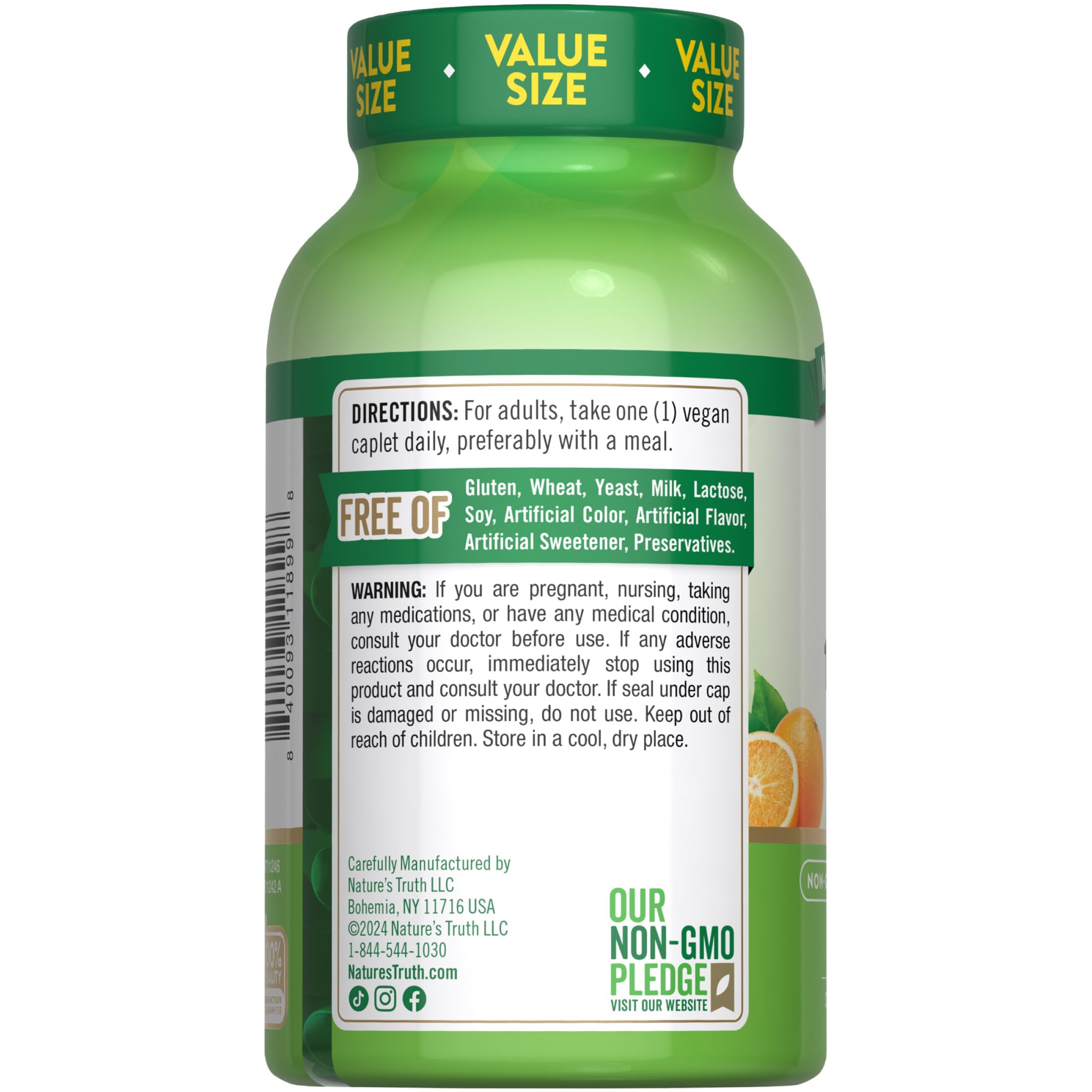 Nature's Truth vegan Vitamin C 1000mg caplets, plant-based