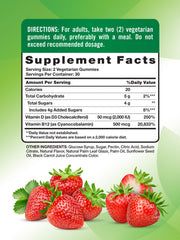Nature's Truth strawberry gummy close-up, tasty vegetarian supplement for adults.