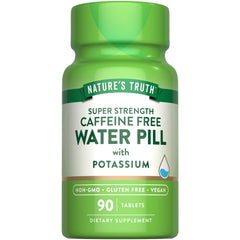 Nature's Truth water pill bottle close-up showing caffeine-free potassium support for hydration