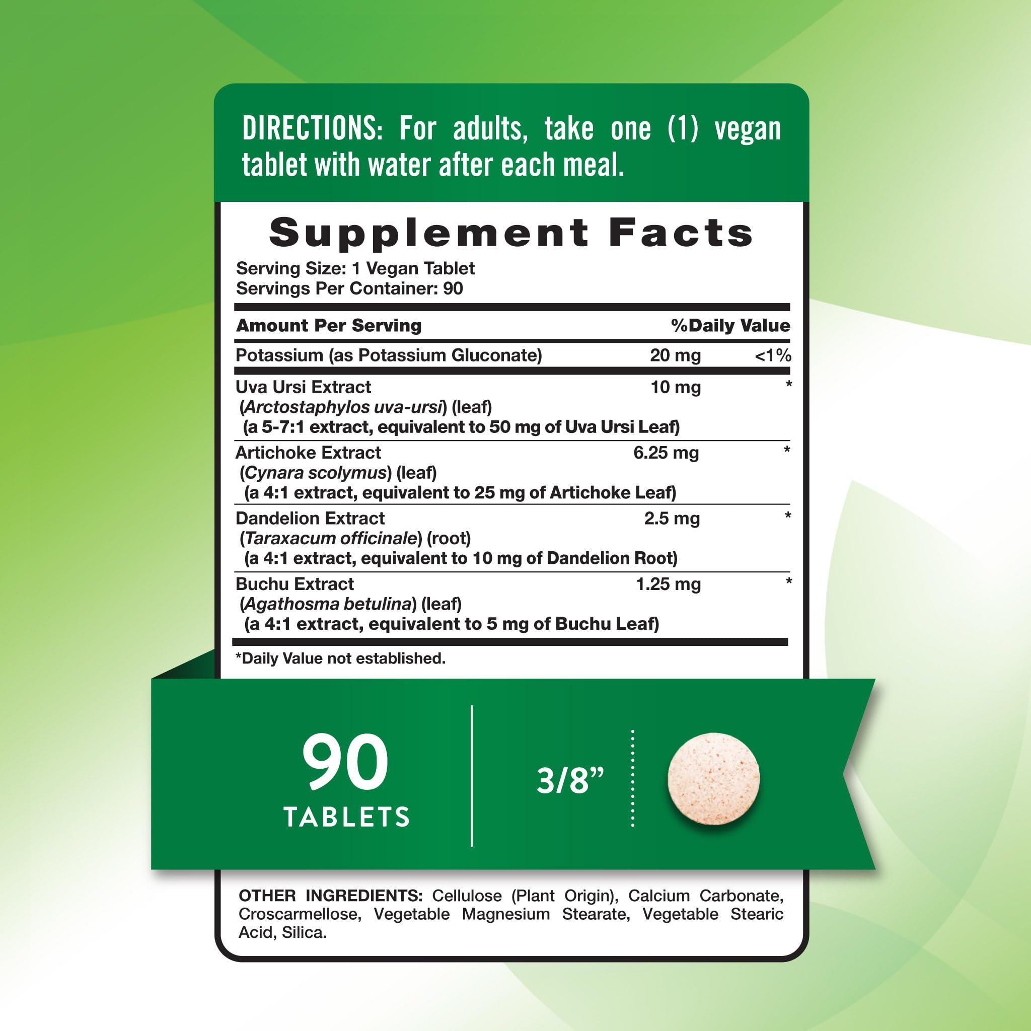 Nature's Truth water pill label detailing vegan tablets and gluten-free promise