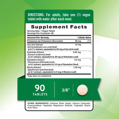 Nature's Truth water pill label detailing vegan tablets and gluten-free promise