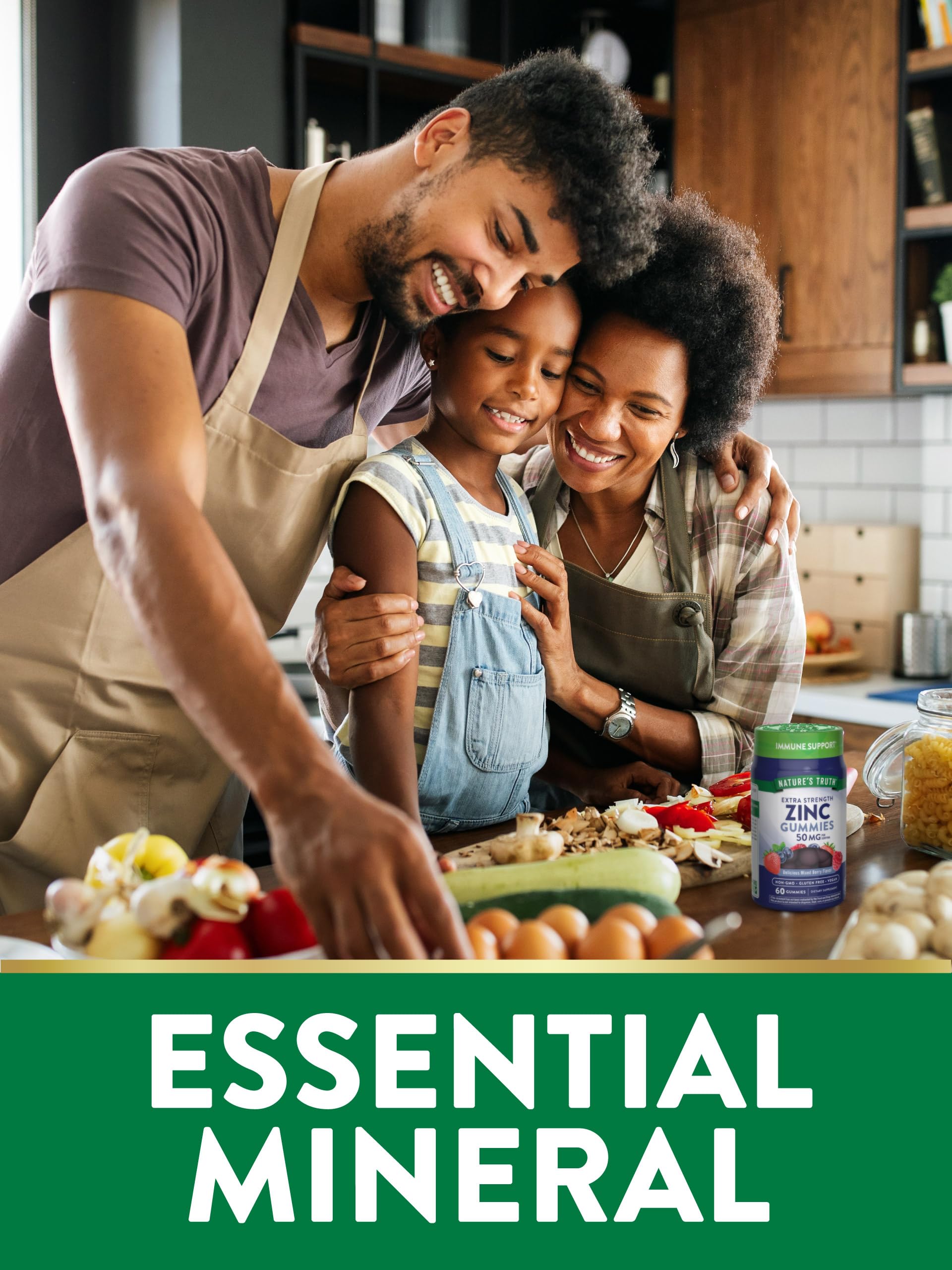 Nature's Truth Zinc Gummies berry label back shows transparent ingredients.