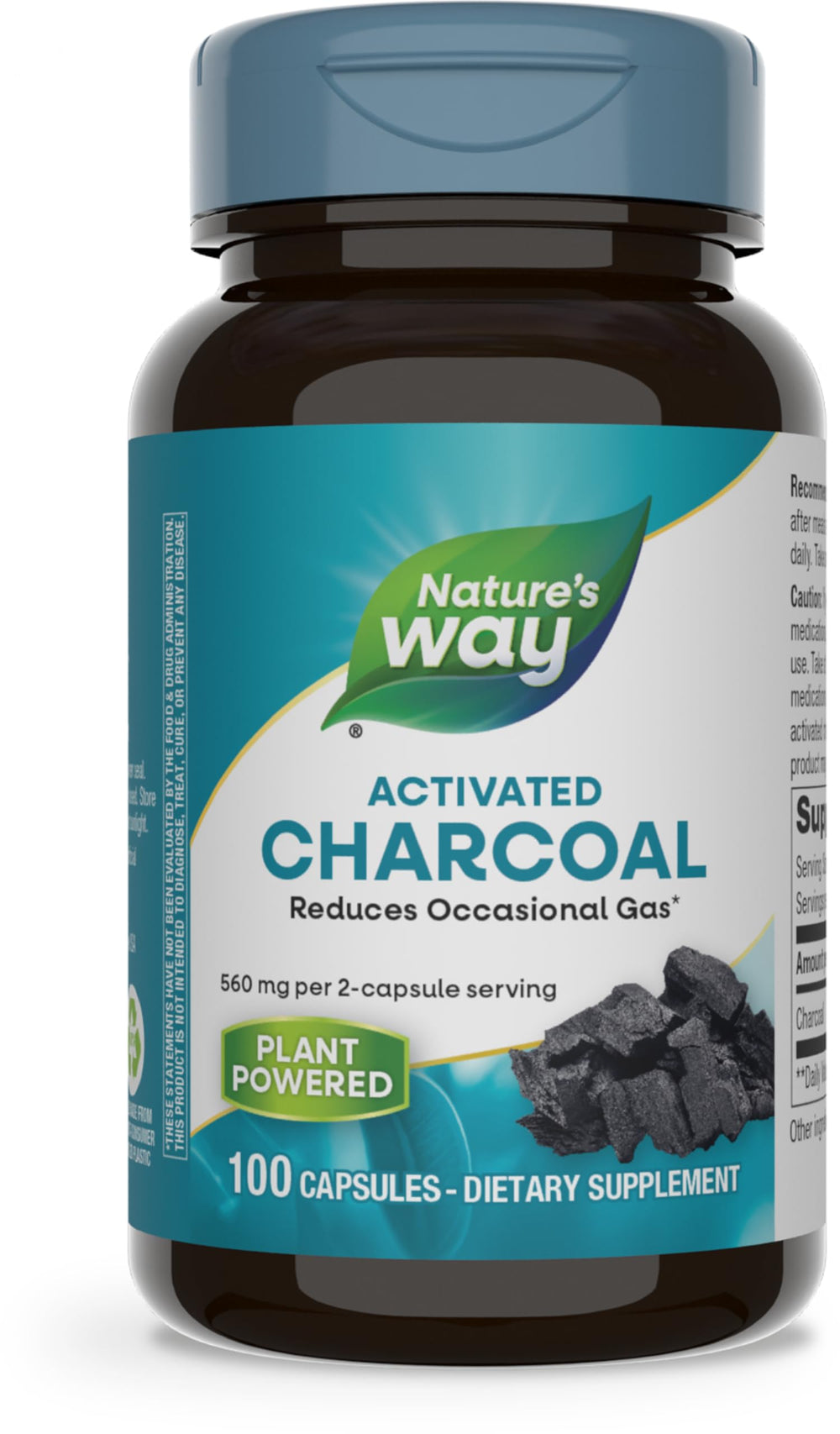 Close-up of Nature's Way Activated Charcoal capsule cap