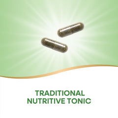 Nature's Way Alfa-Max alfalfa leaf closeup emphasizes natural ingredients.