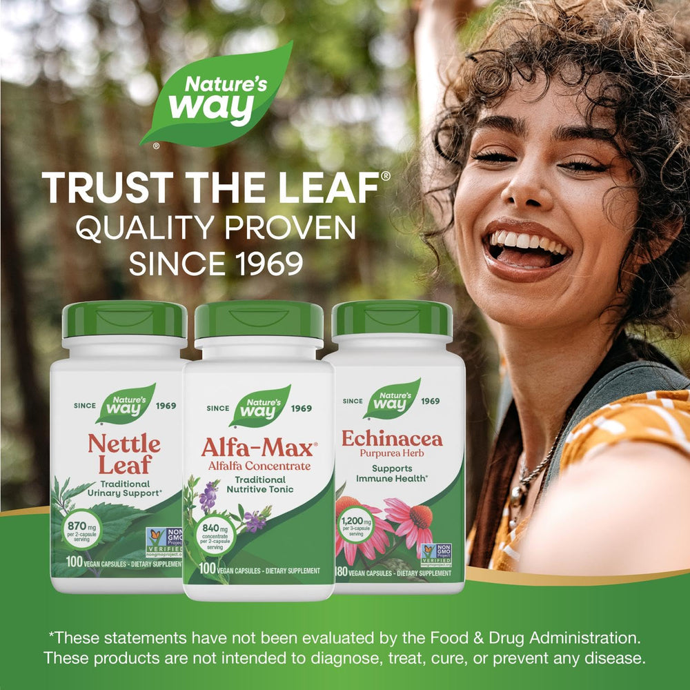 Nature's Way Alfa-Max packaging mockup conveys trust and quality.