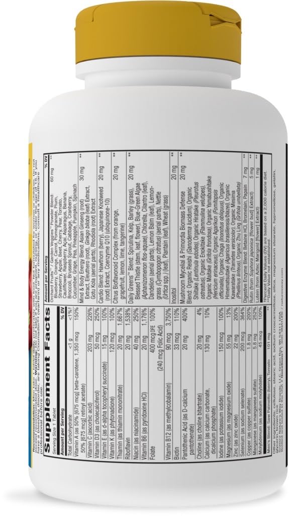 Nature's Way Alive! Once Daily 50+ Ultra ingredients close-up highlights nutrients.