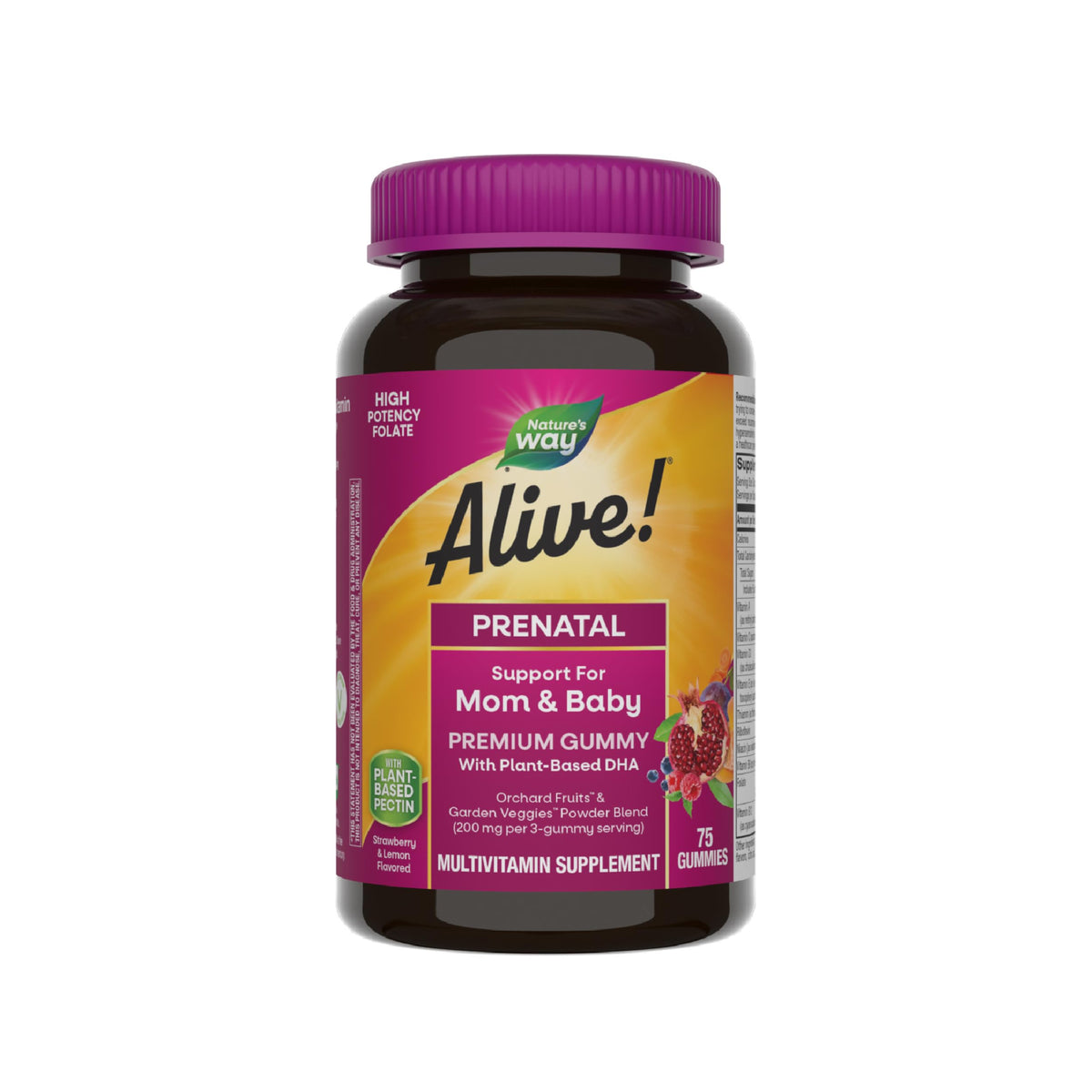 Nature's Way Alive Prenatal bottle displaying the gummy multivitamin for daily prenatal support