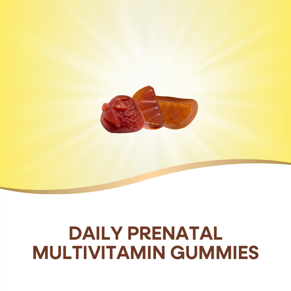 Close-up of Alive Prenatal gummies highlighting strawberry and lemon flavor
