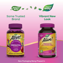 Orange and raspberry lemonade Alive gummies for prenatal flavor variety.