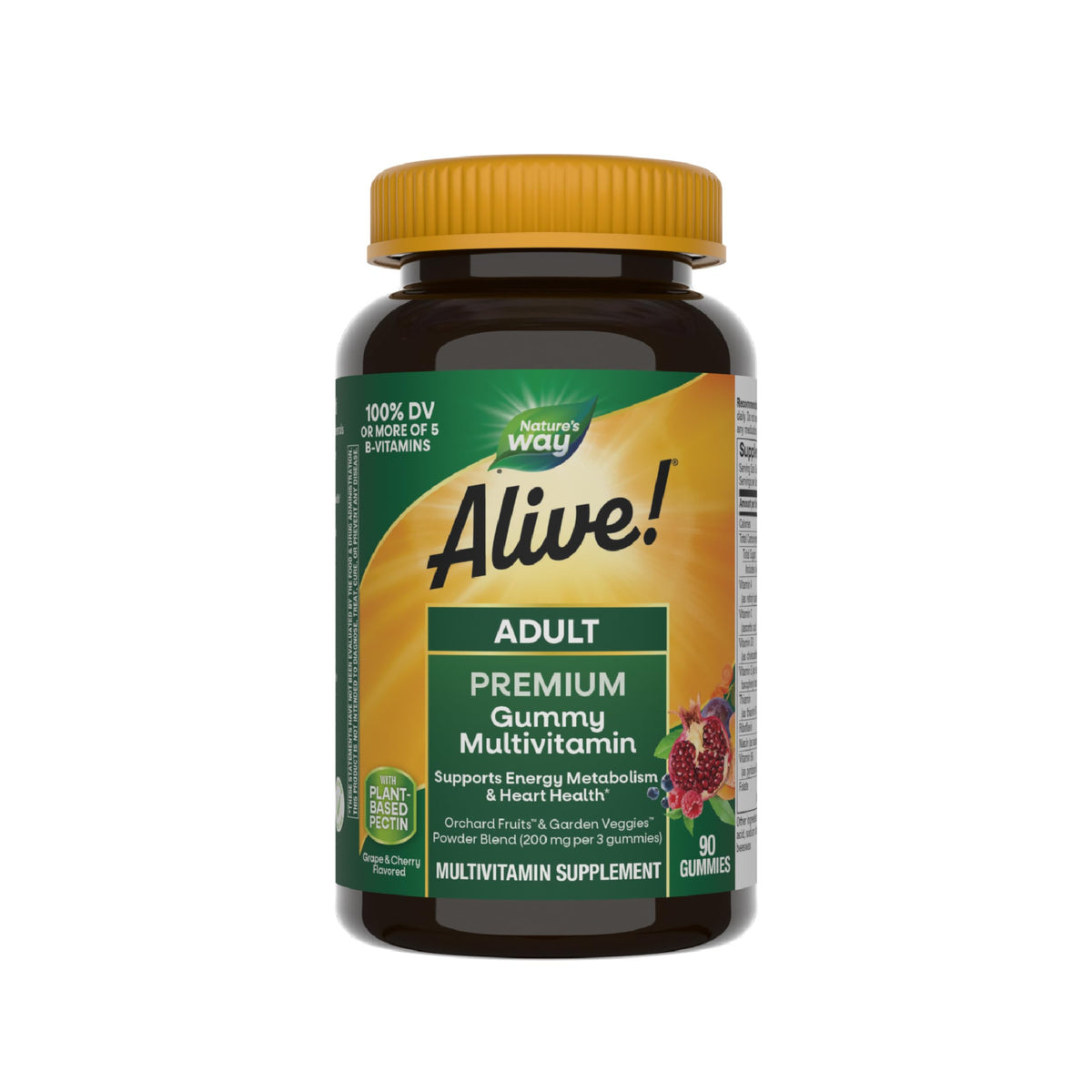 Nature's Way Alive gummy bottle front view highlighting energy support for daily vitality