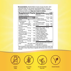 Ingredients panel illustrating 14 vitamins and minerals for overall wellness