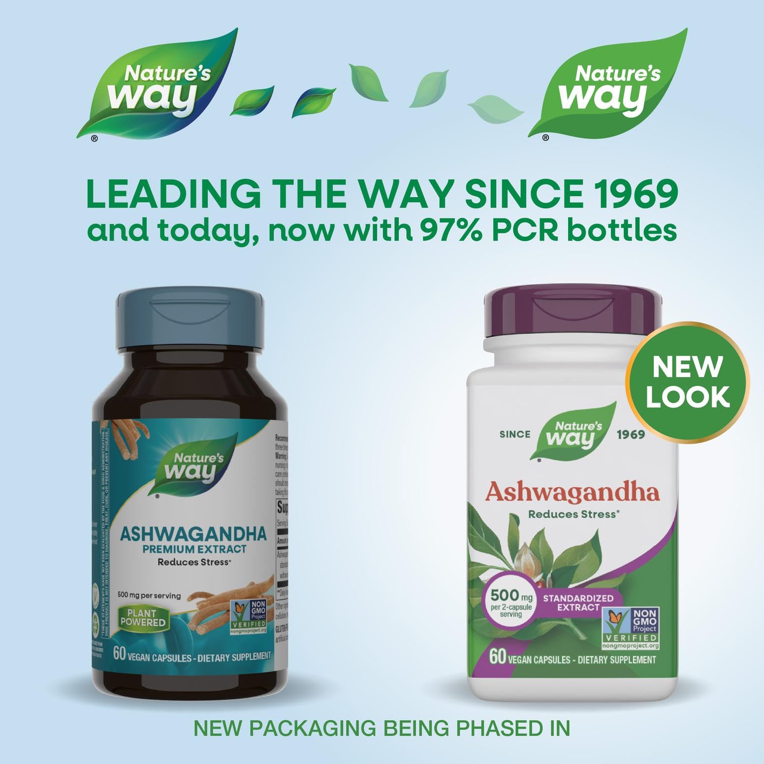 Nature's Way Ashwagandha packaging with Non-GMO verification for trusted quality.
