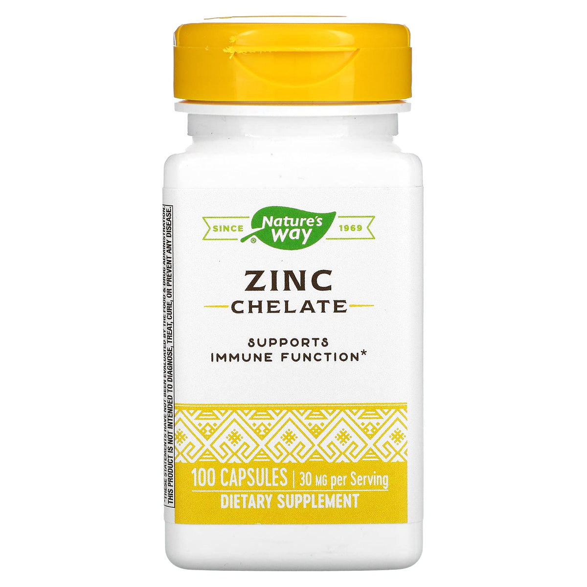 Nature's Way Askshy Zinc Chelate 30 mg bottle with capsules for daily mineral supplementation.