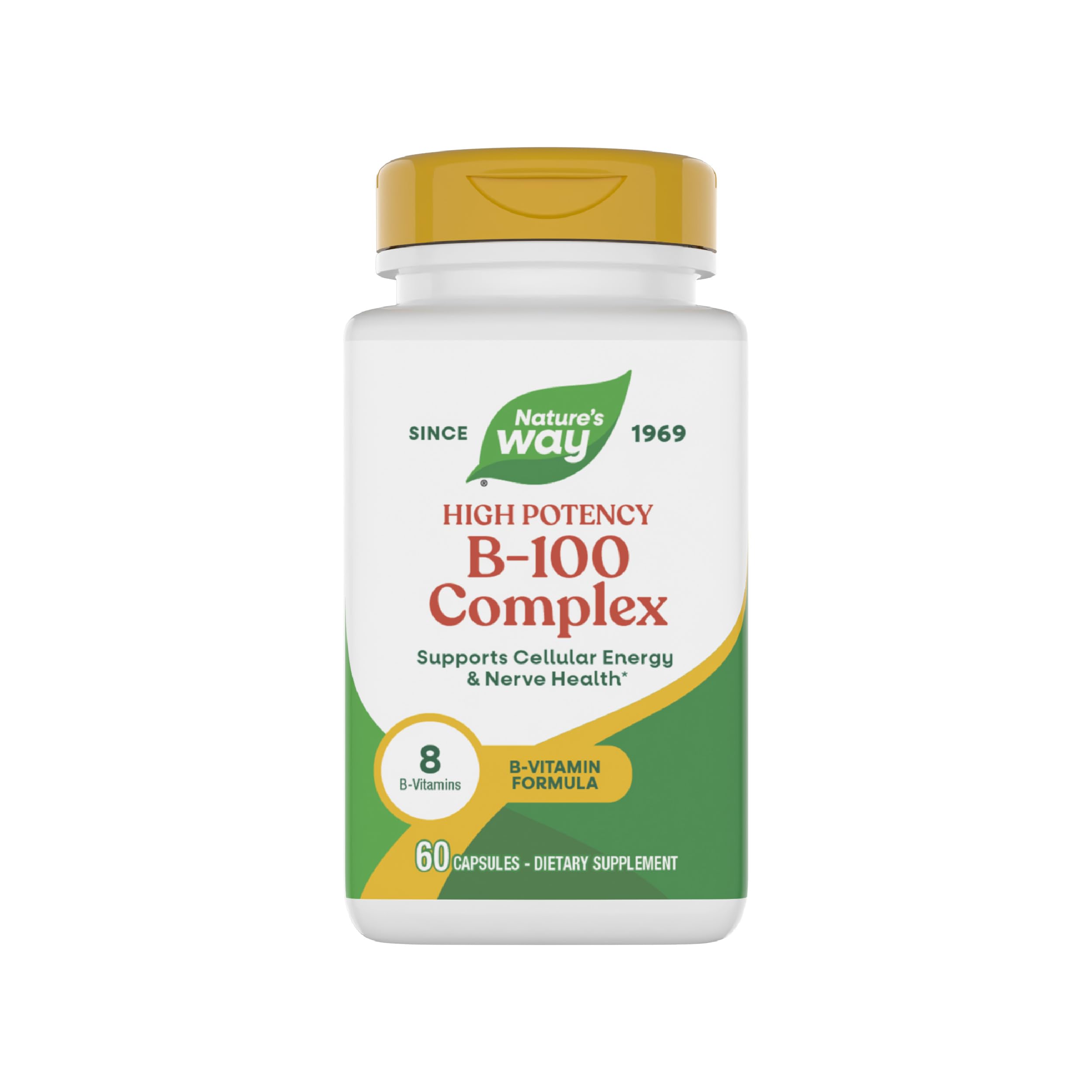 Nature's Way B-100 Complex bottle front for daily energy support.