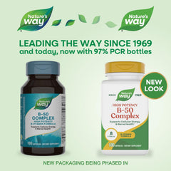 Nature's Way B-50 Complex bottle with label showcasing gluten-free formula