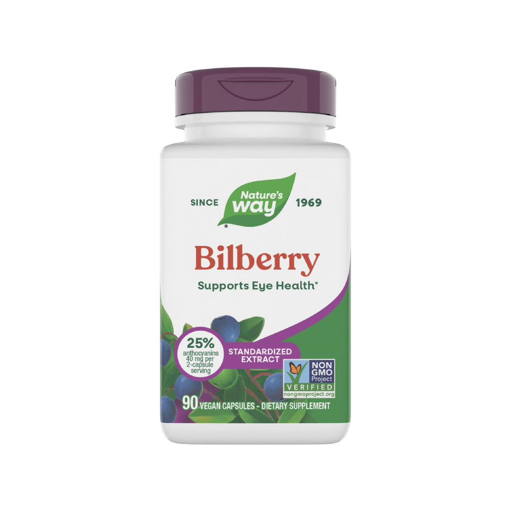 Nature's Way Bilberry Premium Extract bottle for eye health support.