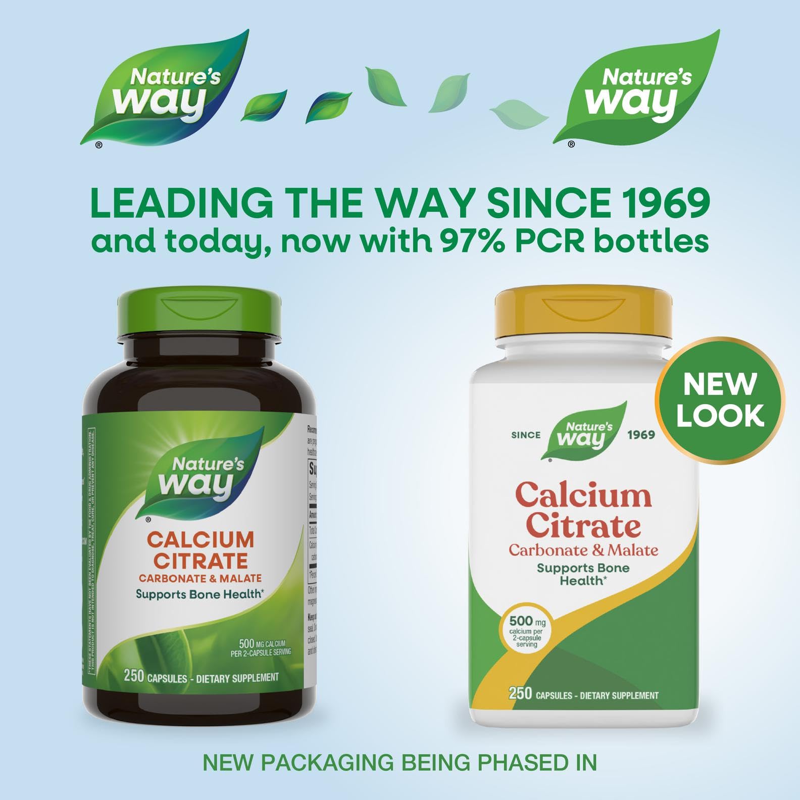 Nature's Way Calcium Citrate bottle label highlights ingredients