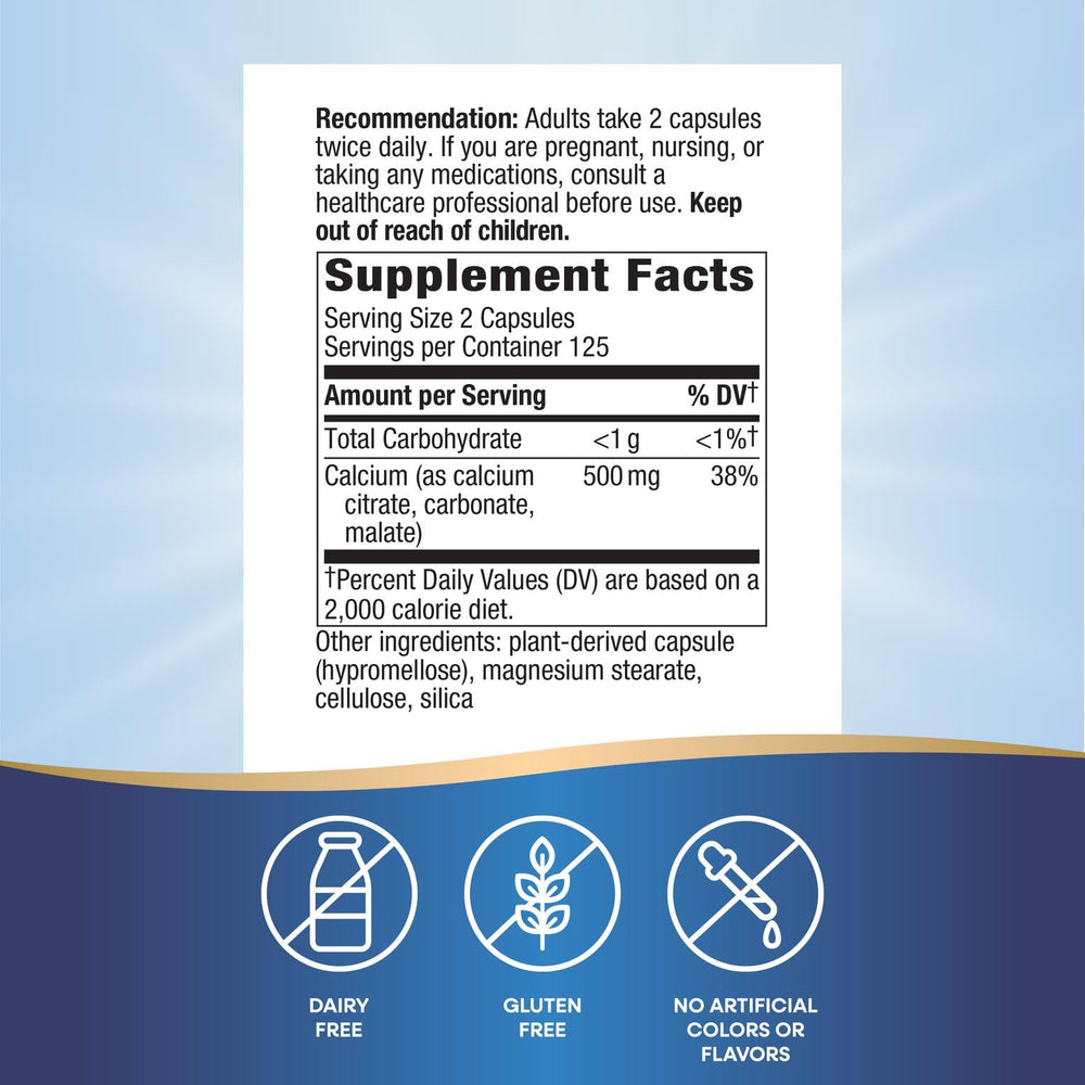 Nature's Way Calcium Citrate capsules pour demonstrates easy intake